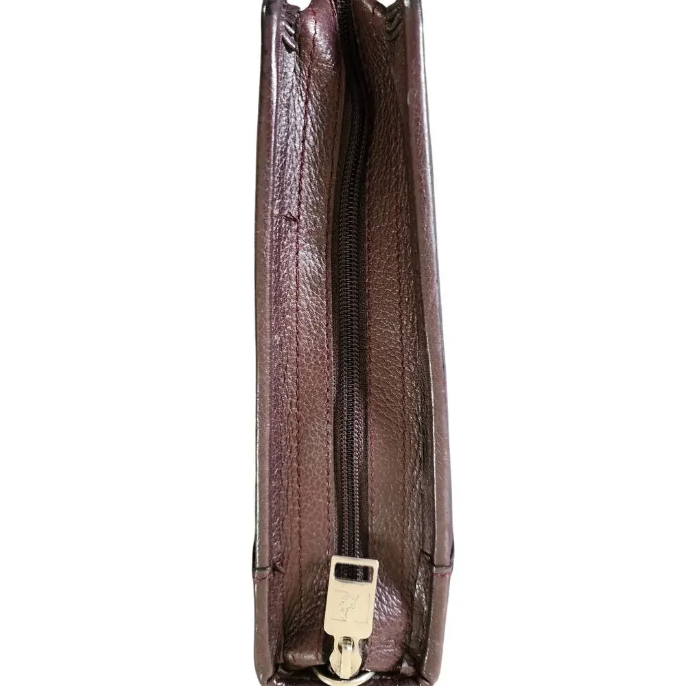 Vintage Franklin Day Timer Genuine Leather 7-Ring Classic Planner Zipper Closure
